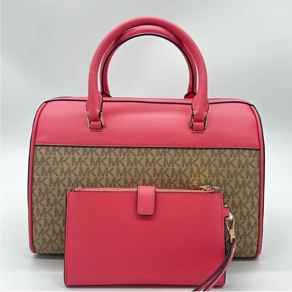 Michael Kors MK Jet Set Travel Medium Duffle Satchel Bag & Double Zip Wallet - Picture 4 of 14